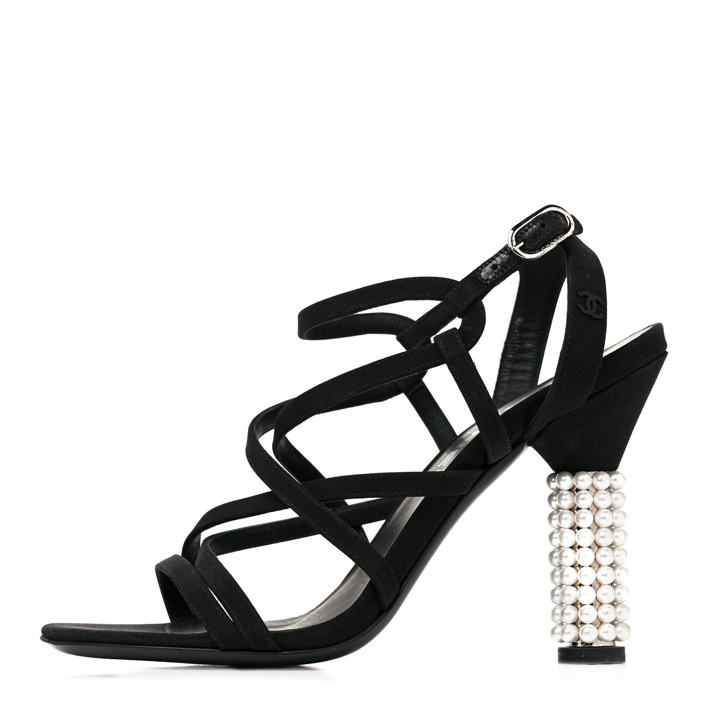 Suede Pearl Sandals 38 Black