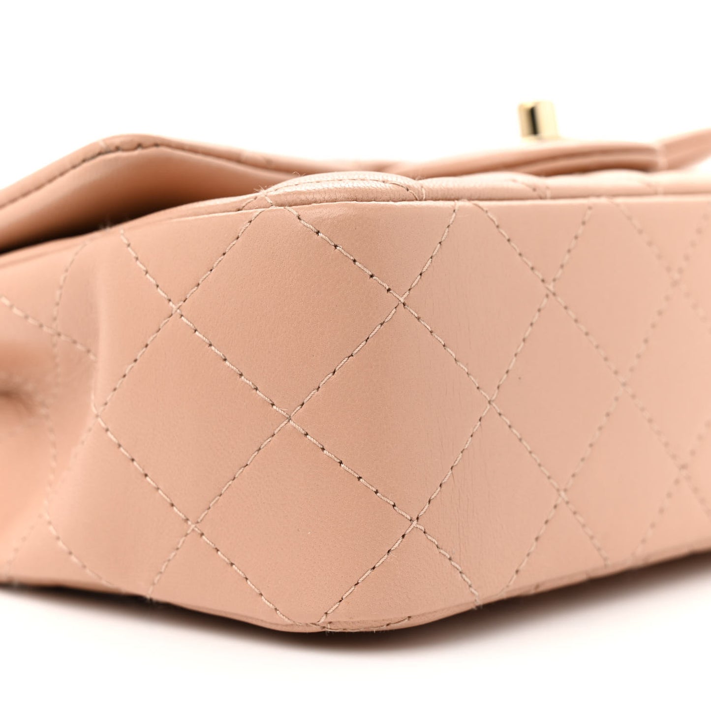 Lambskin Quilted Mini Rectangular Flap Beige