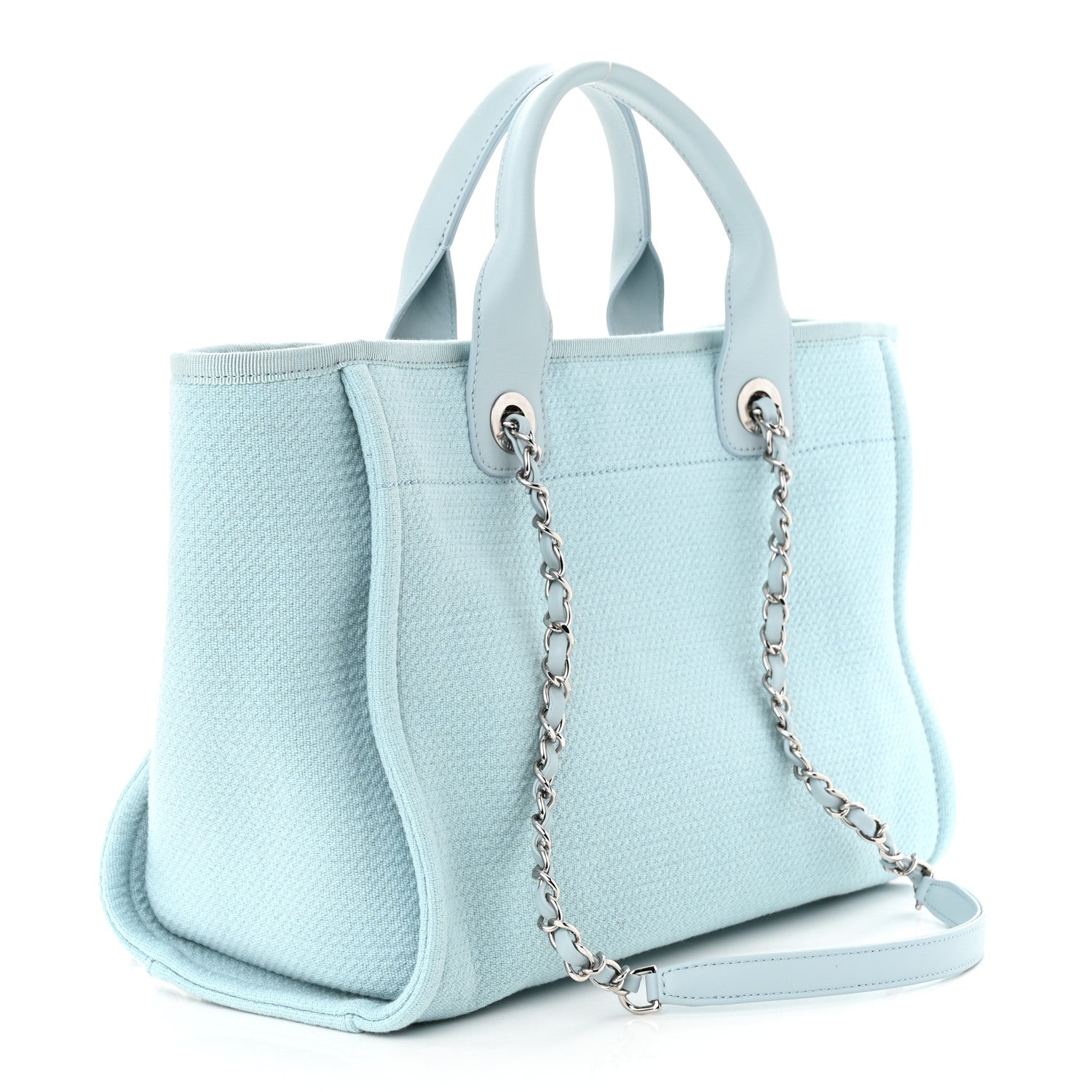 Chanel Mixed Fibers Small Deauville Tote Light Blue 4 of 11