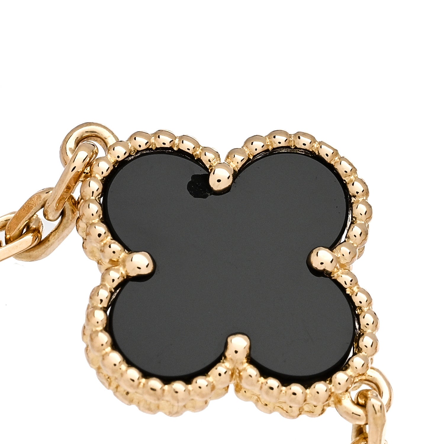 Van Cleef & Arpels 18K Yellow Gold Black Onyx 5 Motifs Vintage Alhambra Bracelet 5 of 5