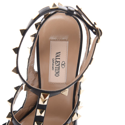 Valentino Garavani Pebbled Calfskin Rockstud Ankle Strap Pumps 37 Black 6 of 8