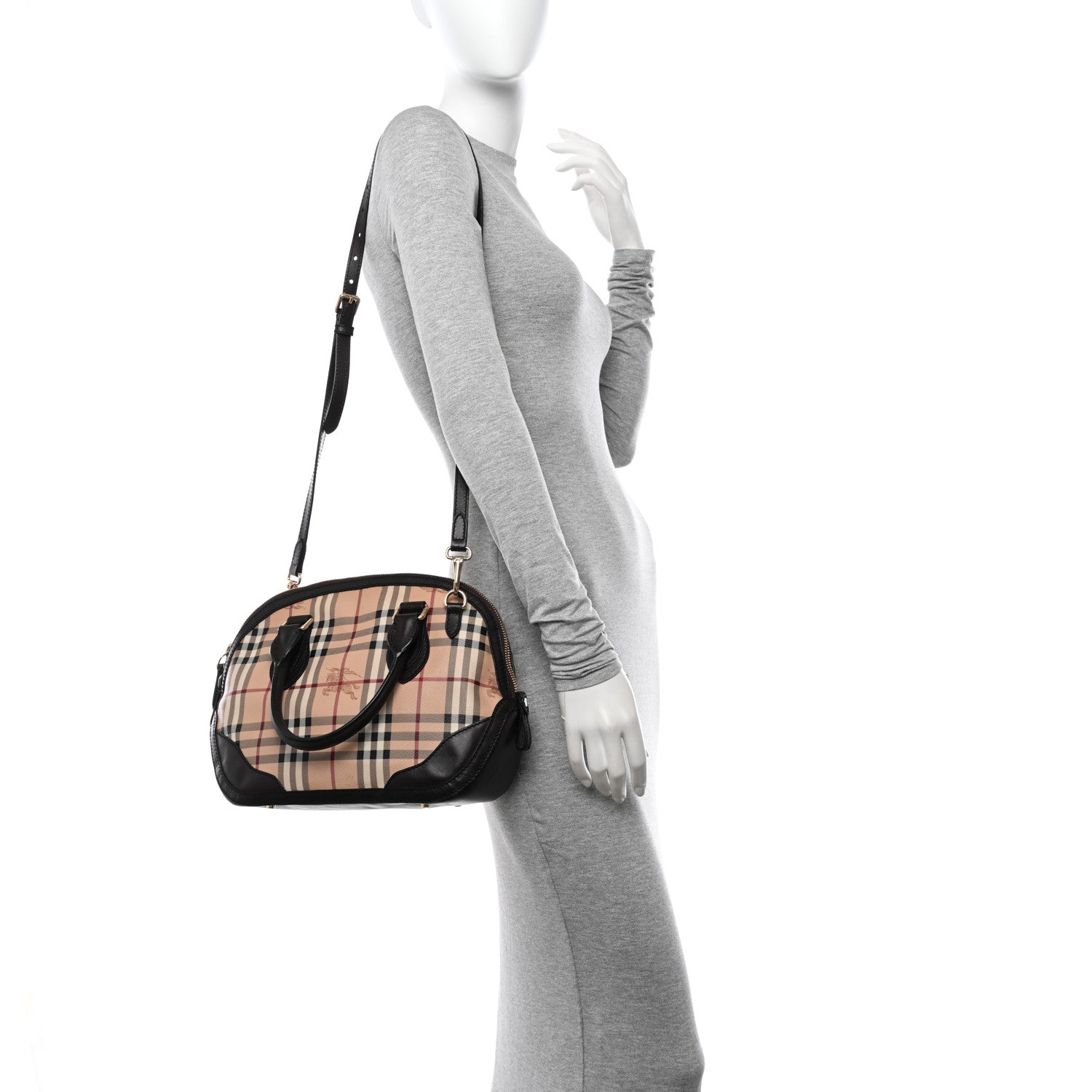 Burberry Haymarket Check Small Orchard Bowling Bag Chocolate 2 of 12