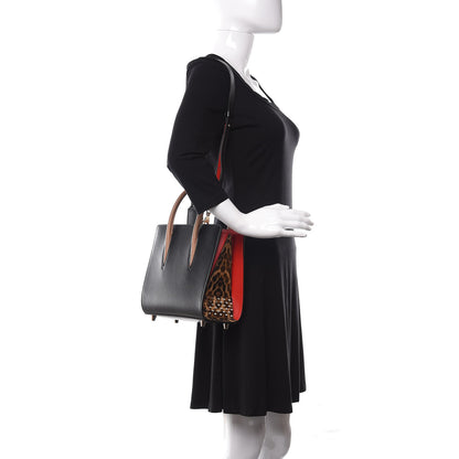 Christian Louboutin Calfskin Patent Leopard Studded Small Paloma Black 2 of 10