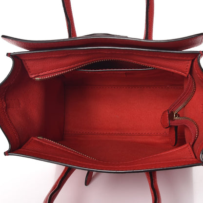 Celine Drummed Calfskin Nano Luggage Coquelicot 6 of 8