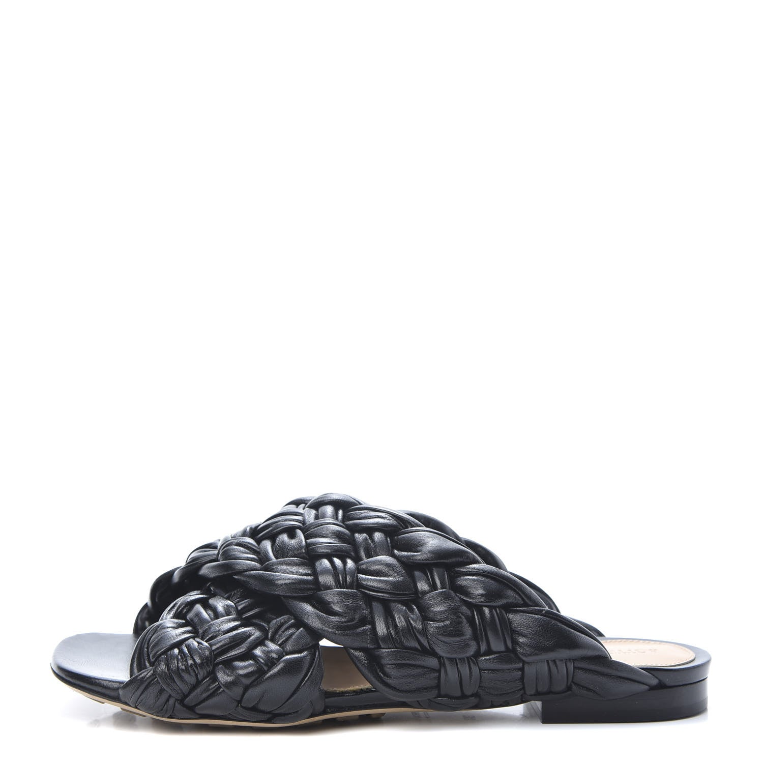 Bottega Veneta Shiny Nappa Intrecciato The Board Flat Sandals 38 Black 1 of 8