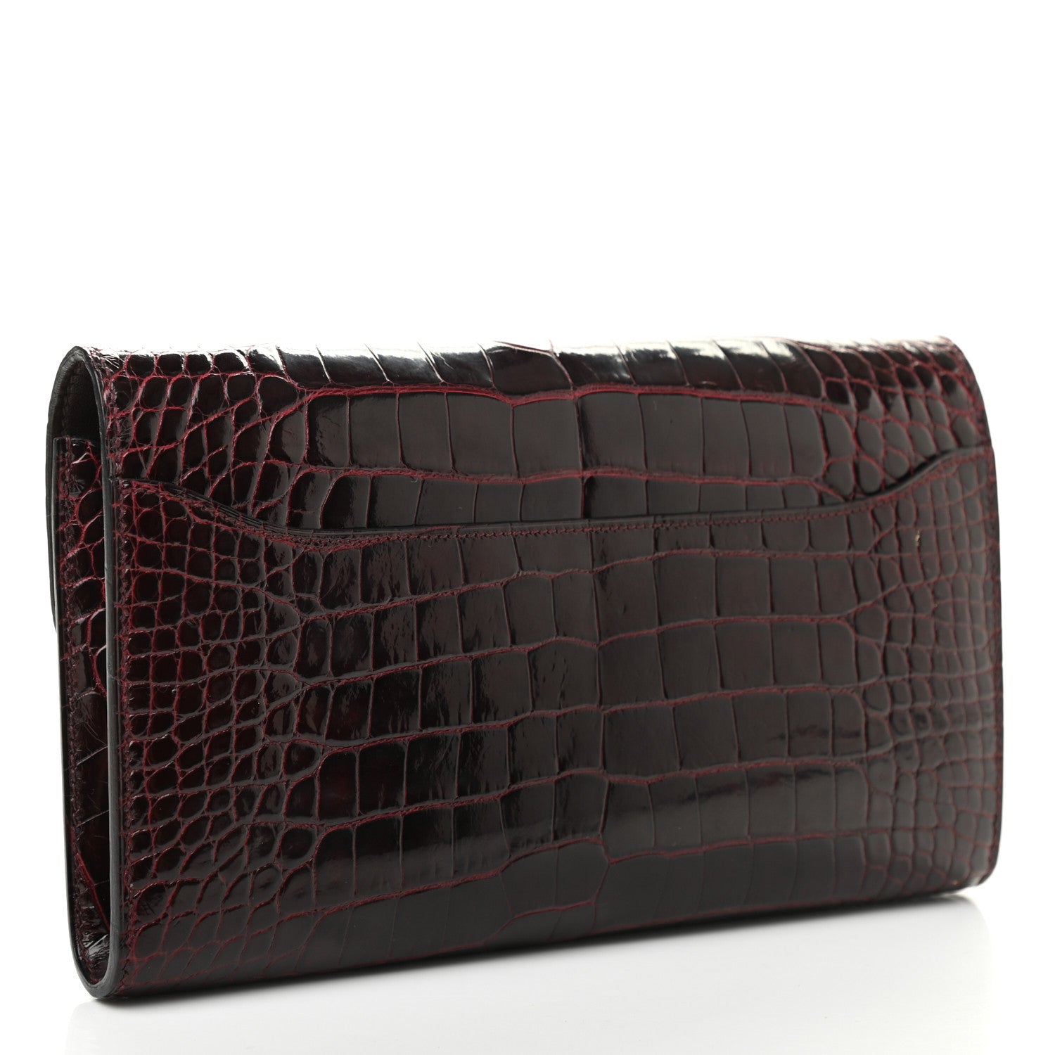 Hermes Shiny Alligator Constance Long Wallet Bordeaux 2 of 12