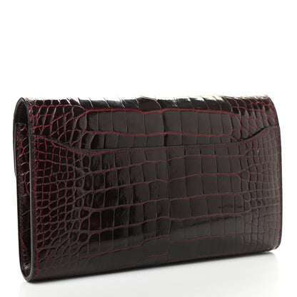 Hermes Shiny Alligator Constance Long Wallet Bordeaux 2 of 12