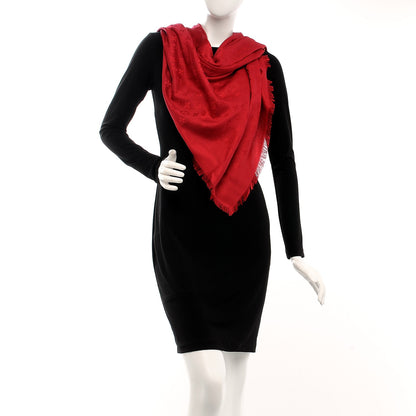 Louis Vuitton Silk Wool Monogram Shawl Pomme D'Amour 2 of 5