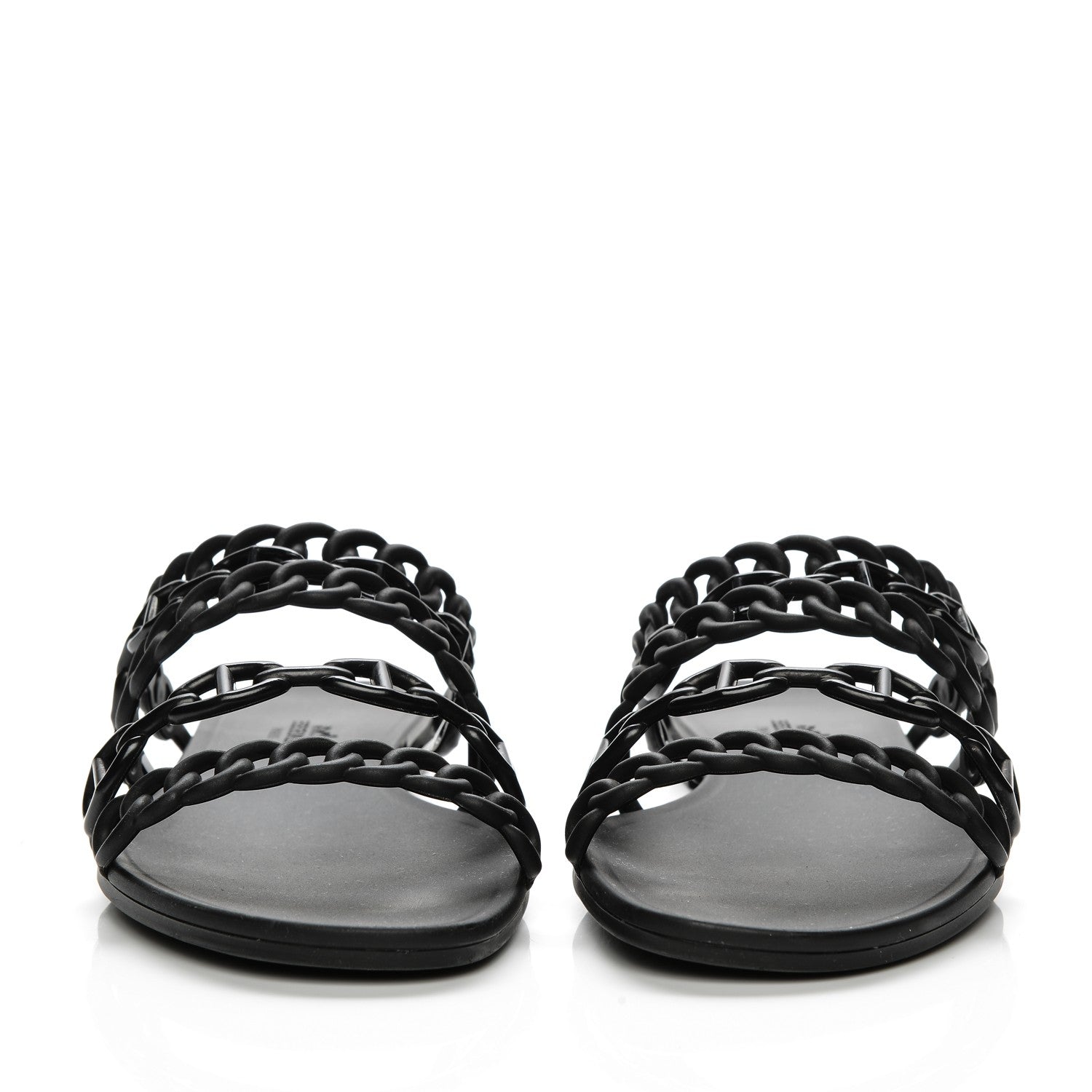 Hermes Rubber Chaine d'Ancre Nude Sandals 40 Black 2 of 7