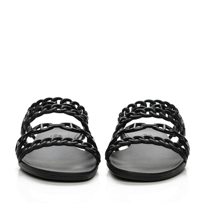 Hermes Rubber Chaine d'Ancre Nude Sandals 40 Black 2 of 7