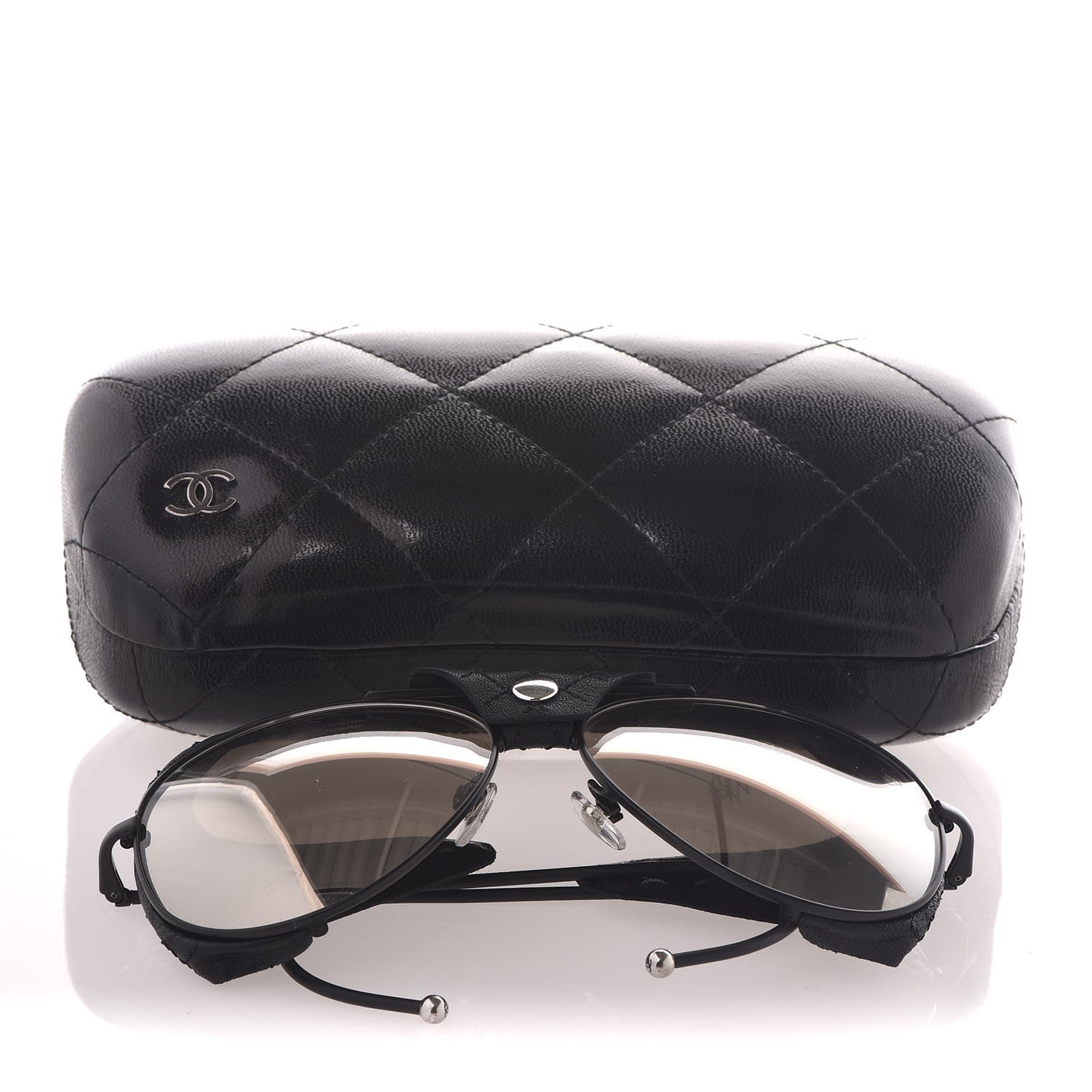 Titanium Lambskin CC Pilot Sunglasses 71265 Black