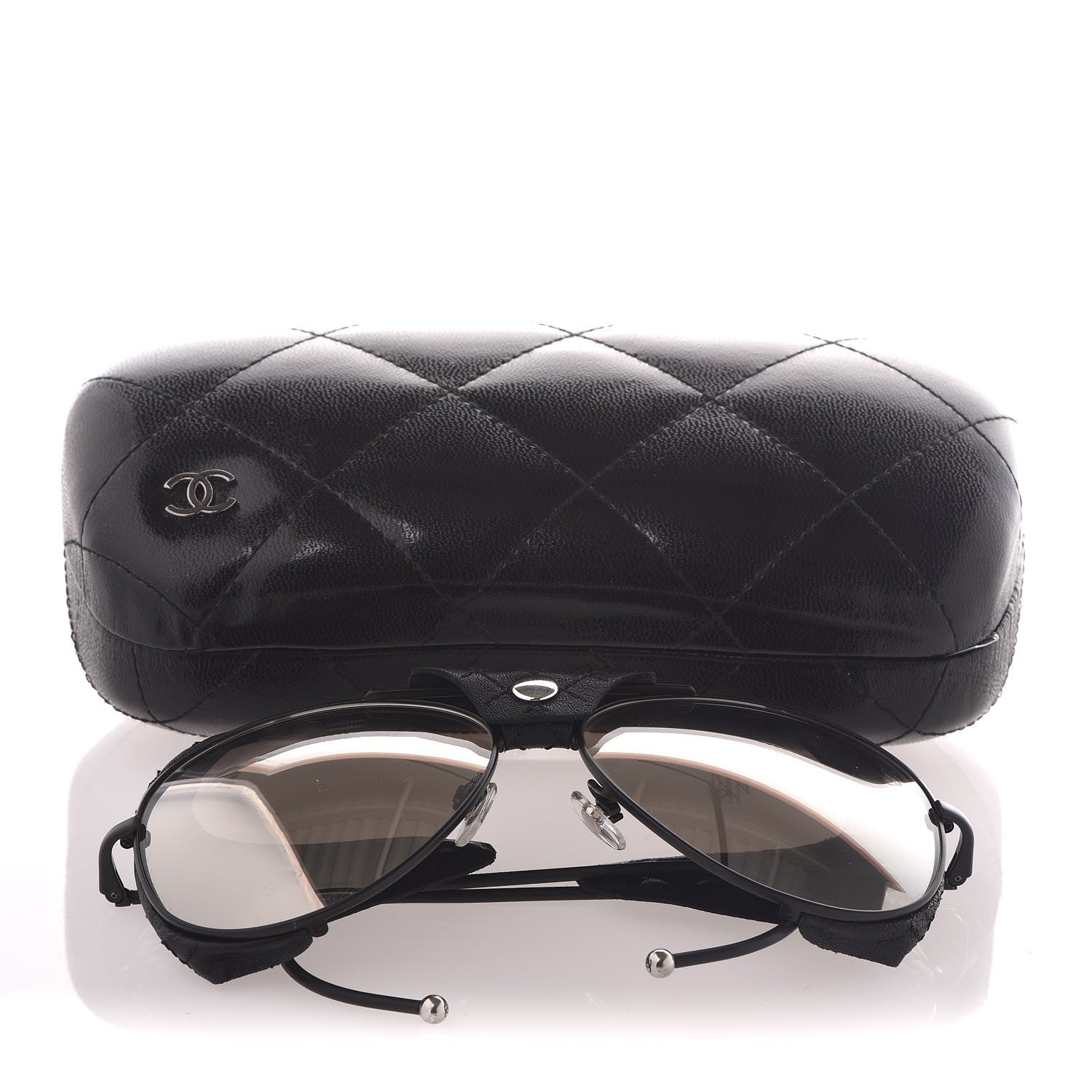 Chanel Titanium Lambskin CC Pilot Sunglasses 71265 Black 11 of 12