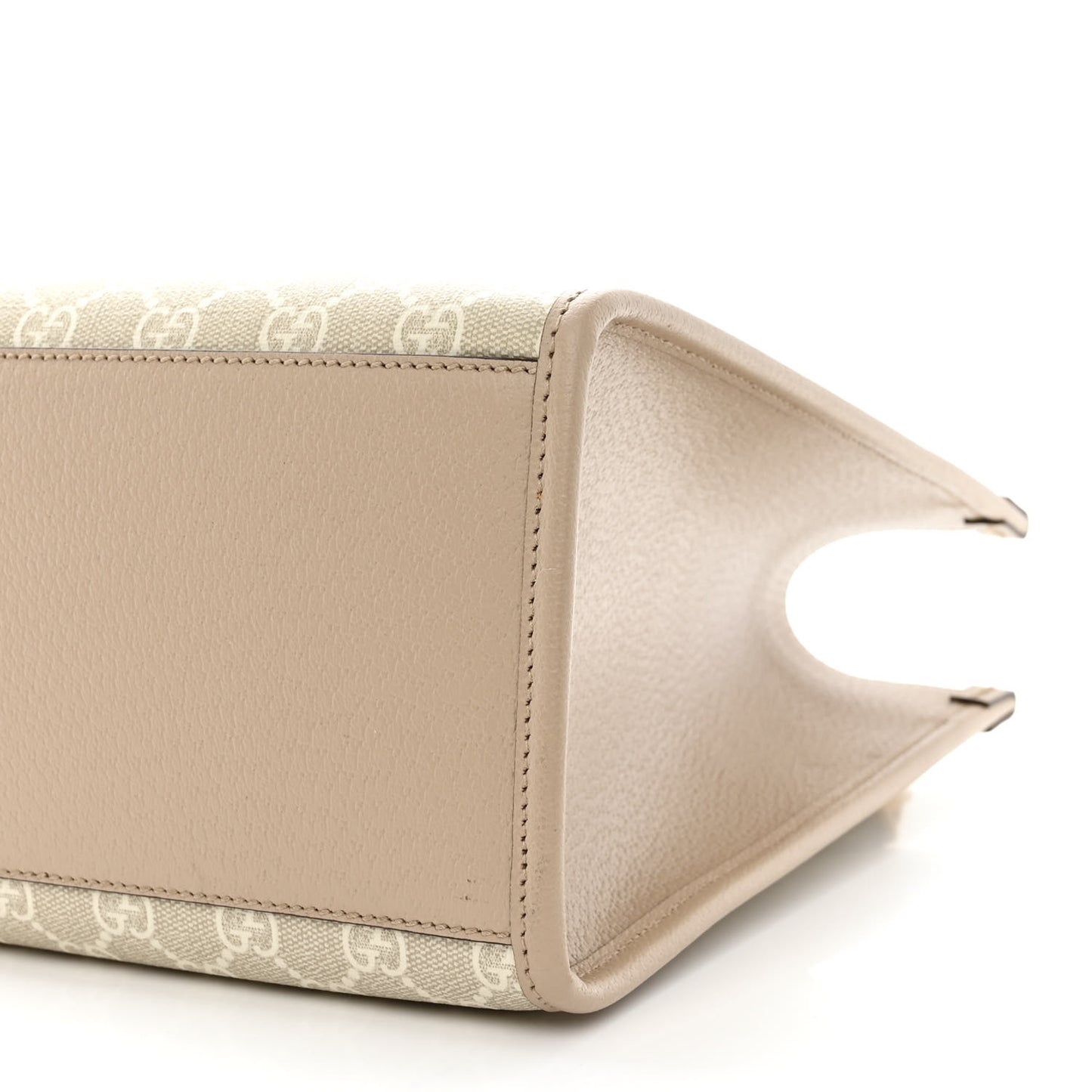 GG Supreme Monogram Textured Dollar Calfskin Small Retro Interlocking G Tote Bag Beige Mystic White Oatmeal