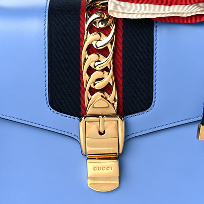 Gucci Calfskin Small Sylvie Shoulder Bag Clear Sky Blue 8 of 10