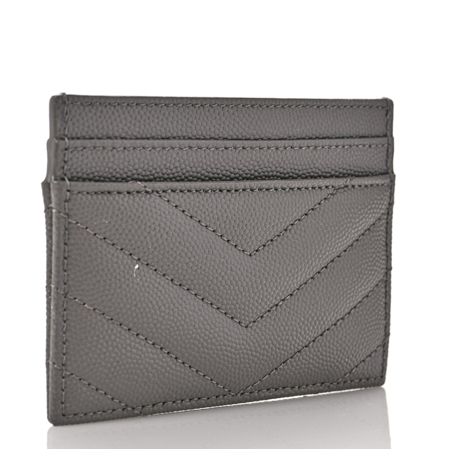 Grain De Poudre Matelasse Chevron Monogram Credit Card Case Fog
