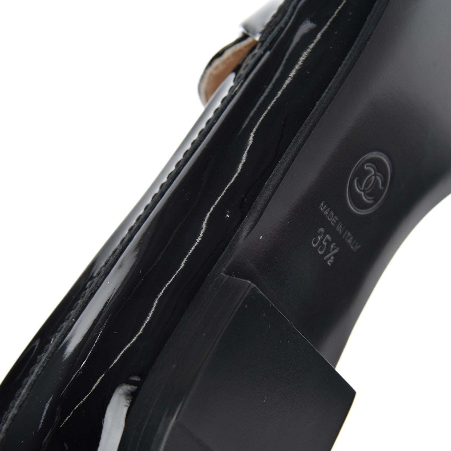 Chanel Patent CC Mocassin Loafers 35.5 Black 11 of 15