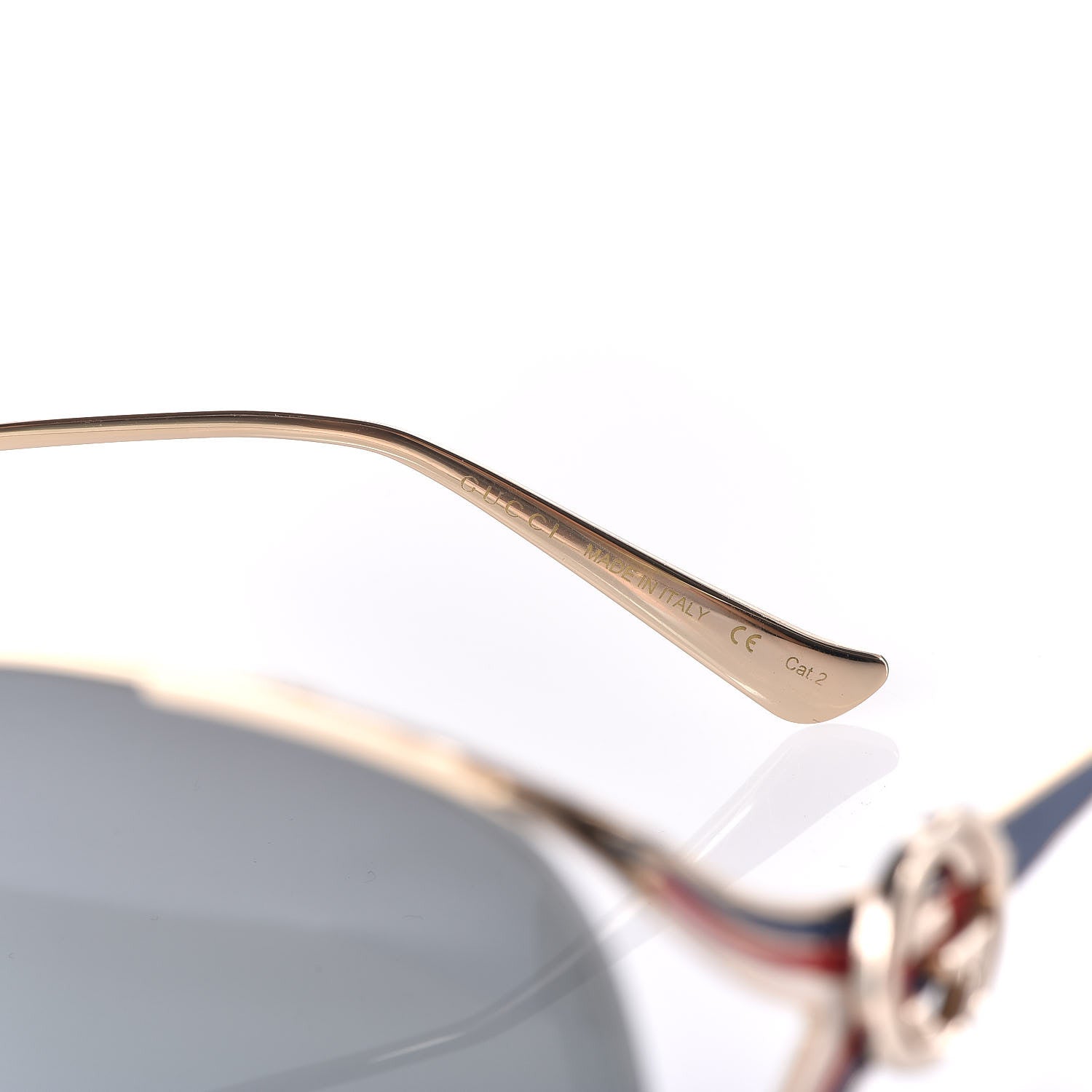 Gucci Metal Oversized Round Frame GG0225S Sunglasses Gold 5 of 9