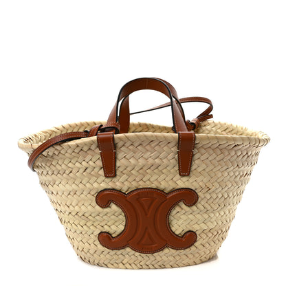 Celine Raffia Calfskin Triomphe Teen Panier Tan 1 of 8