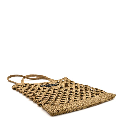 Prada Yarn Raffia Effect Embroidered Logo Tote Oliva 4 of 9