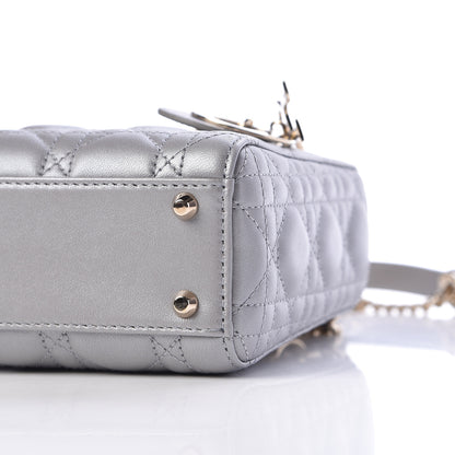 Christian Dior Metallic Lambskin Cannage Mini Lady Dior Grey 7 of 11