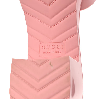 Gucci Rubber Gucci Logo Womens Platform 20/60mm Slide Sandals 38 Wild Rose 8 of 10