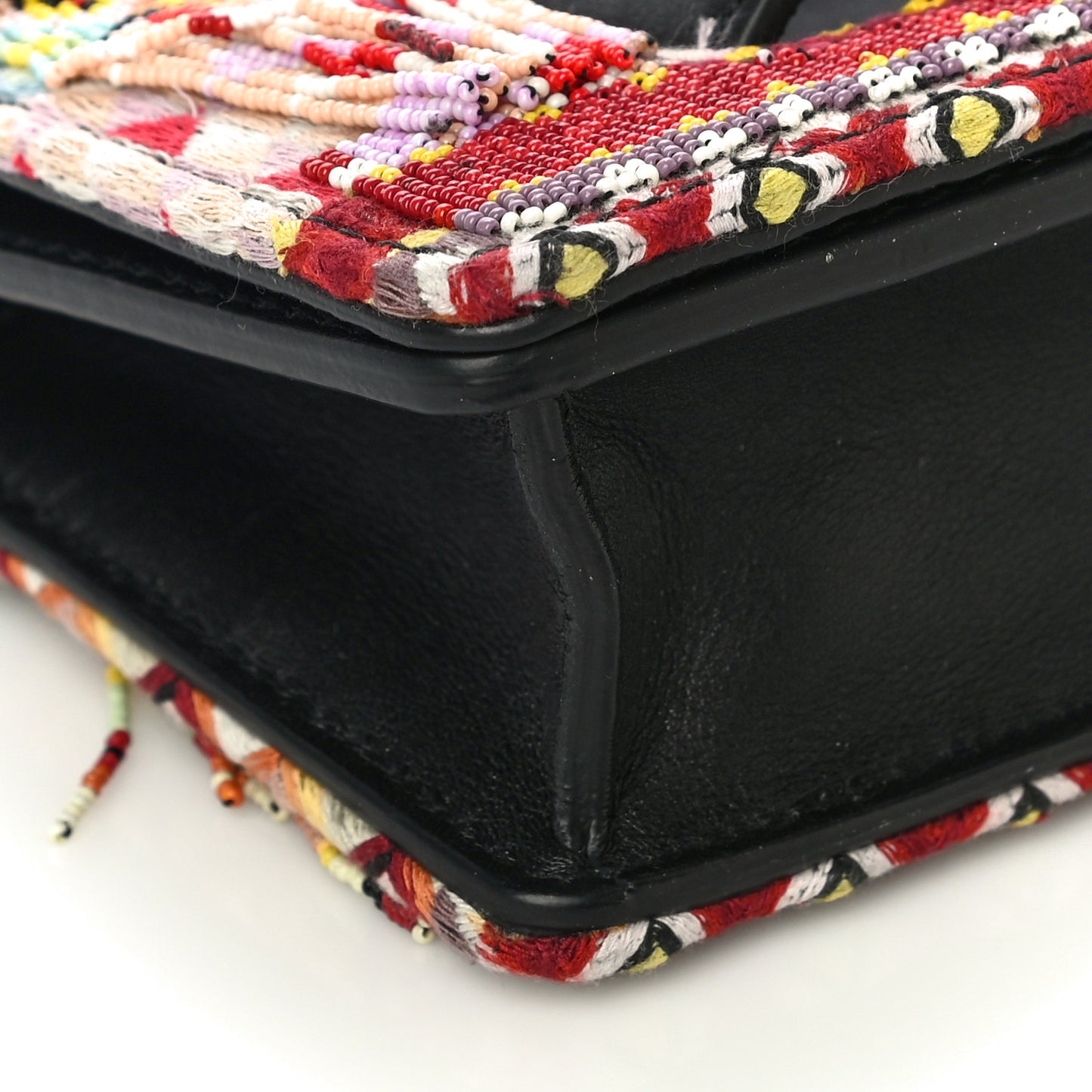 Lambskin Beaded Mini J'Adior Chain Flap Bag Multicolor
