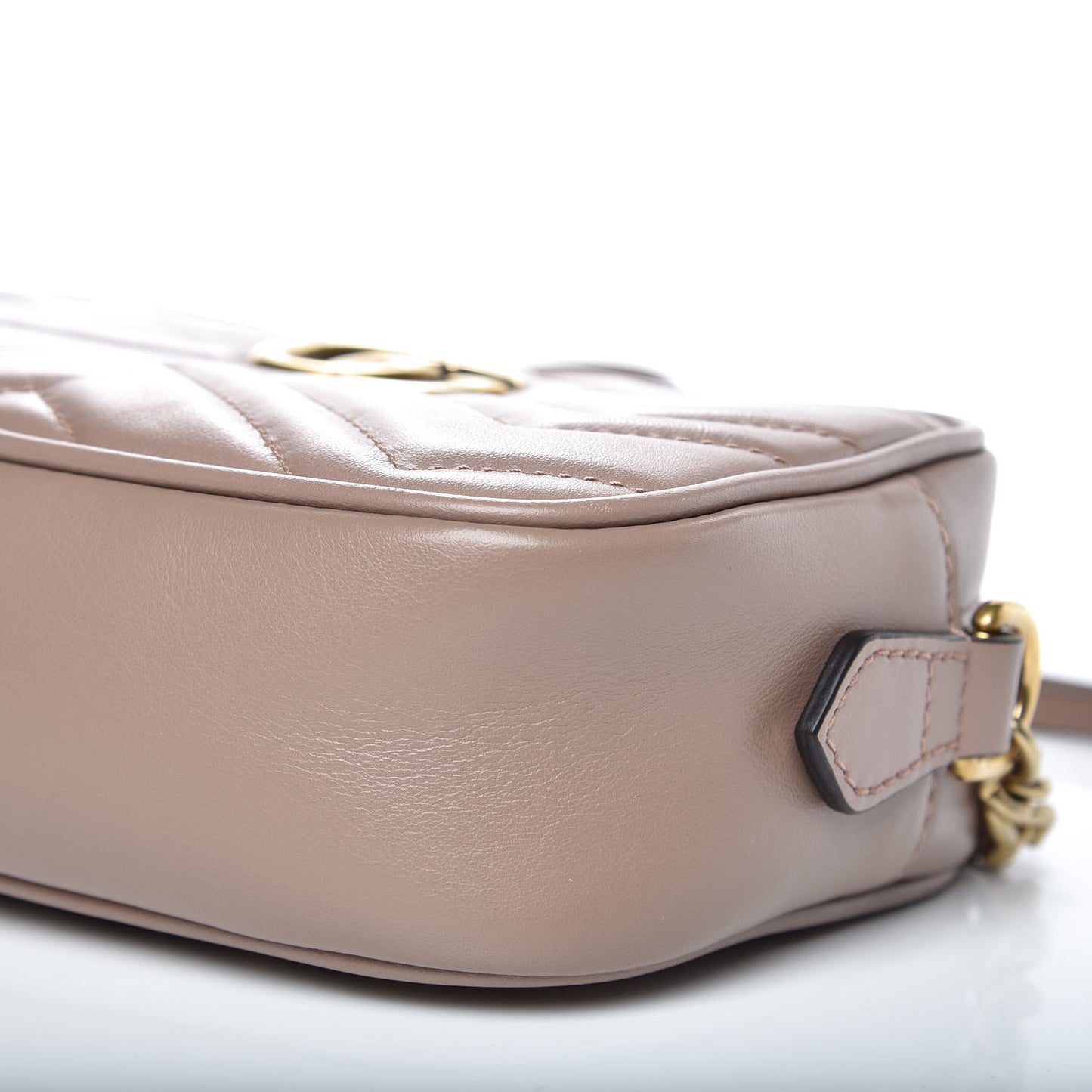Calfskin Matelasse Mini GG Marmont Chain Shoulder Bag Nude