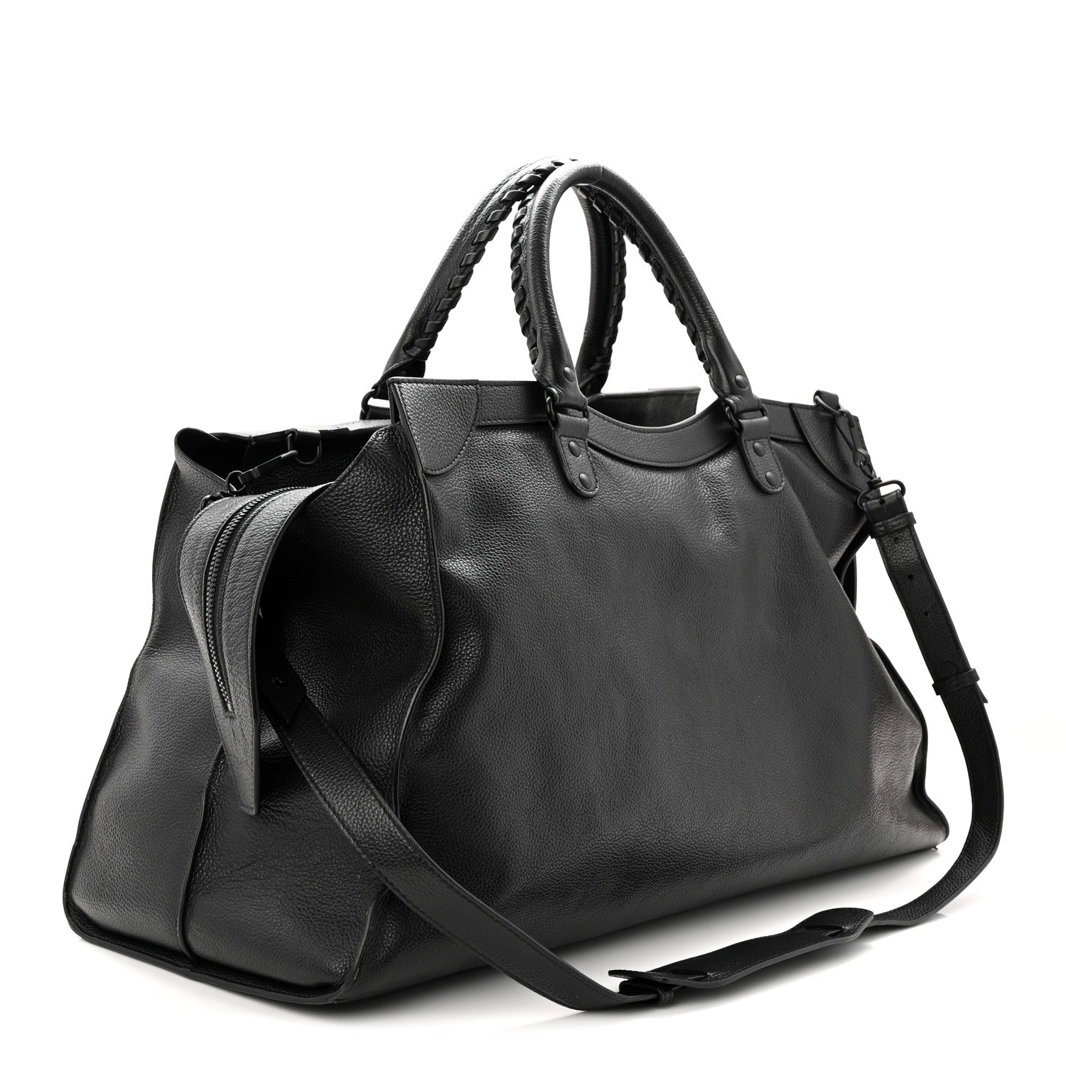 Balenciaga Grained Calfskin Neo Classic Black Hardware Large Top Handle Bag Black 3 of 10