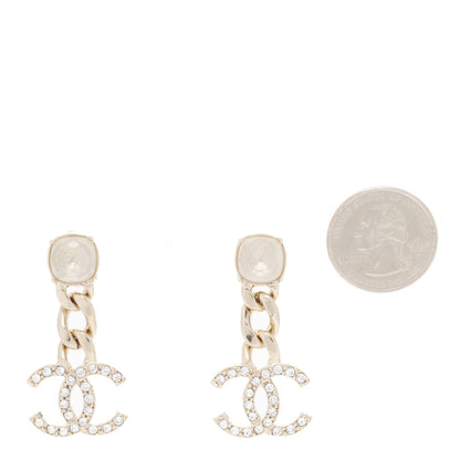 Chanel Glass Crystal CC Chain Drop Earrings Gold 2 of 5