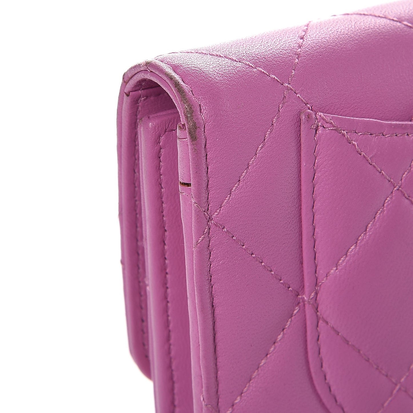 Lambskin Quilted Large Flap Wallet Violet