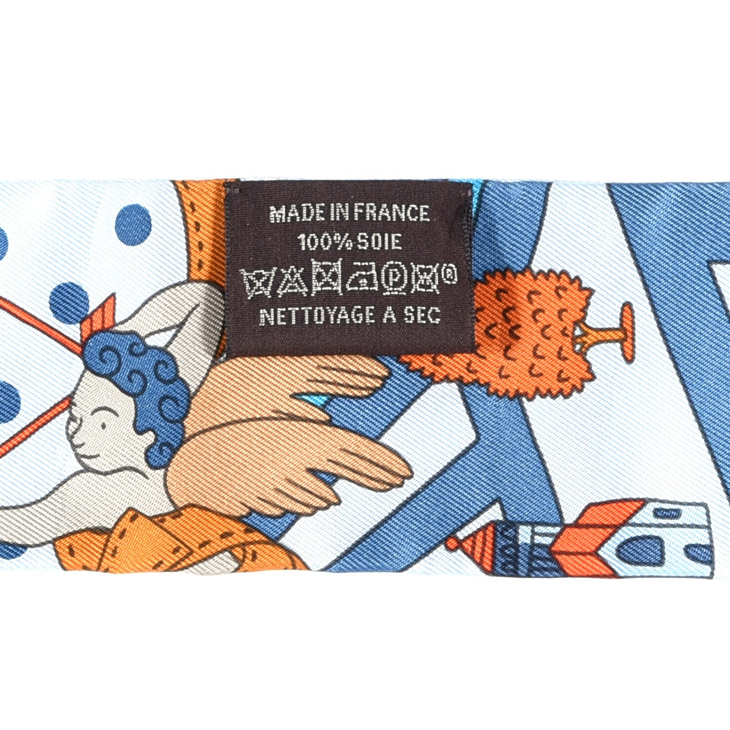 Hermes Silk Les Nouveaux Amoureux de Paris Twilly Ciel Blue Jean Orange 2 of 4