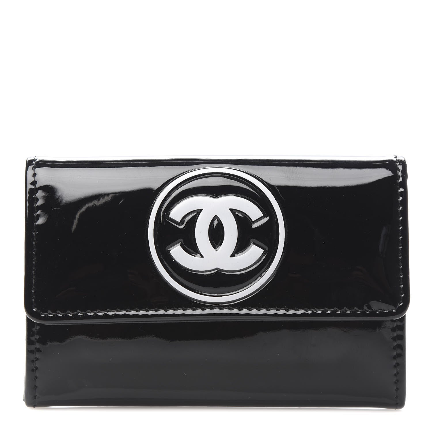 Chanel Patent CC Card Holder Black White 1 of 8