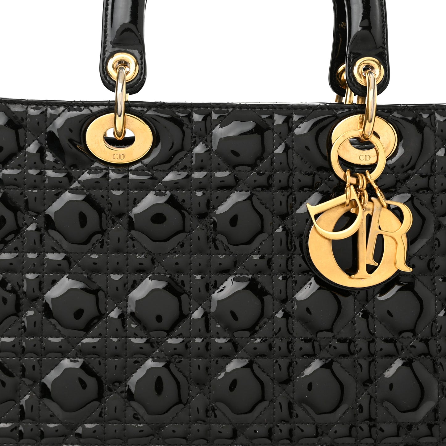 Patent Cannage Large Lady Dior Black
