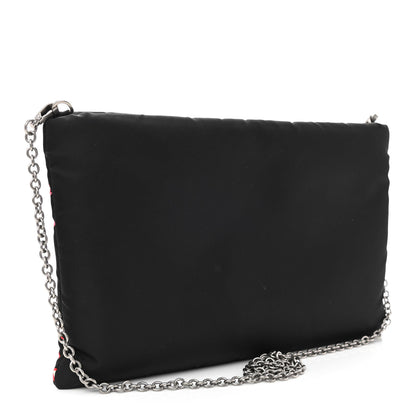 Prada X UNIVERSAL STUDIOS Tessuto Nylon Soft Padded Frankenstein Rose Medium Chain Clutch Bag Lacca 9 of 11