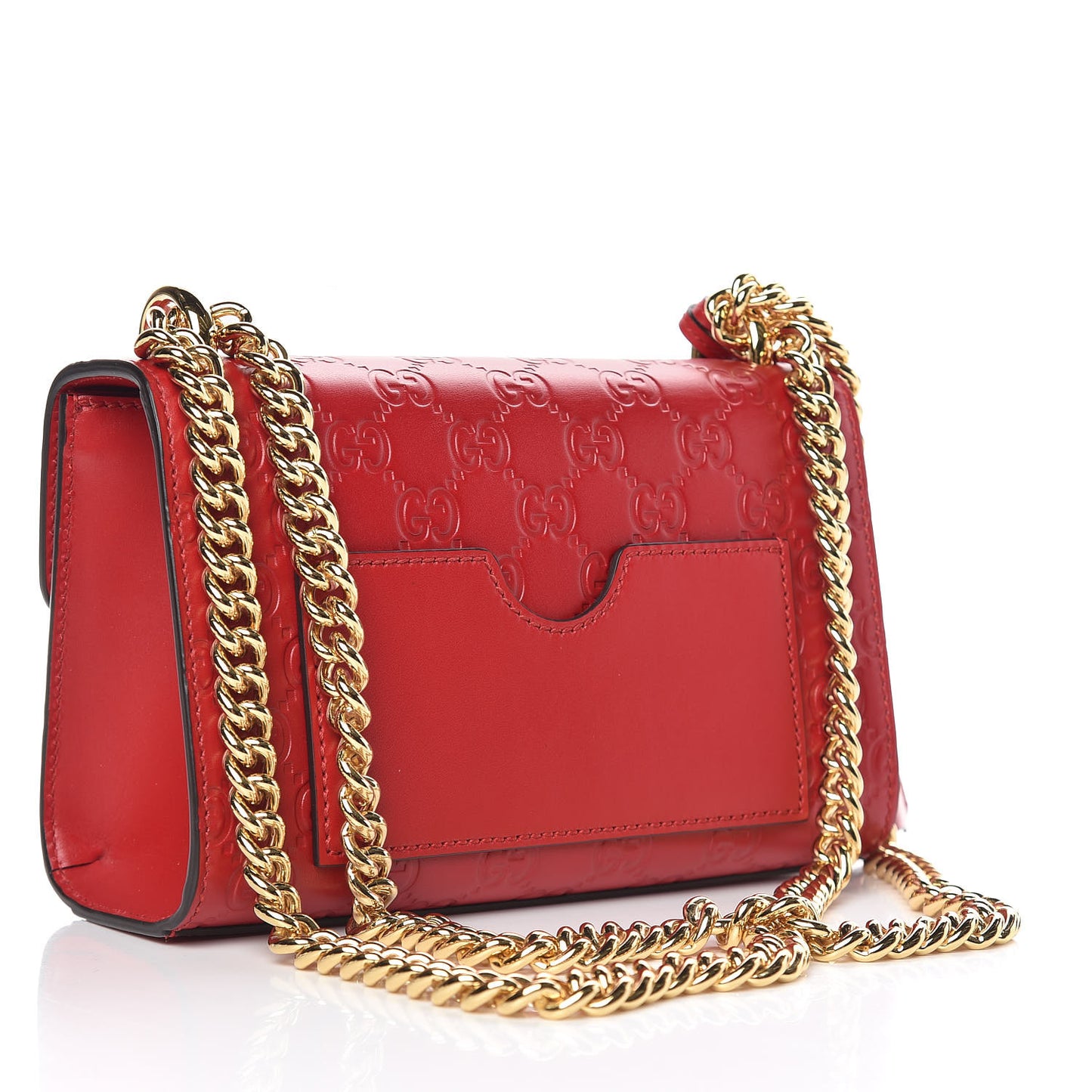 Guccissima Small Padlock Shoulder Bag Hibiscus Red