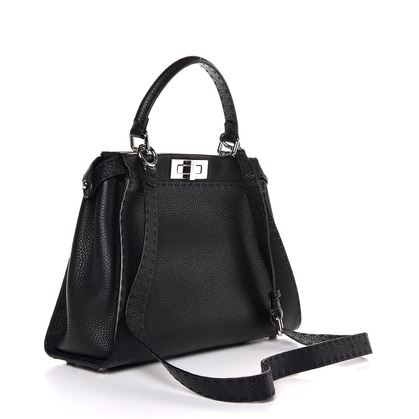 Cuoio Romano Selleria Bi-Color Medium Peekaboo Iconic Satchel Black Mou