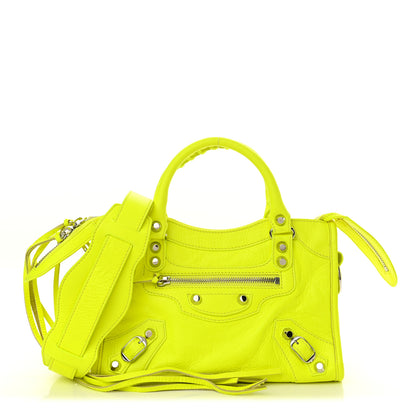 Balenciaga Agneau Classic Silver Hardware Mini City Jaune Fluo 1 of 11