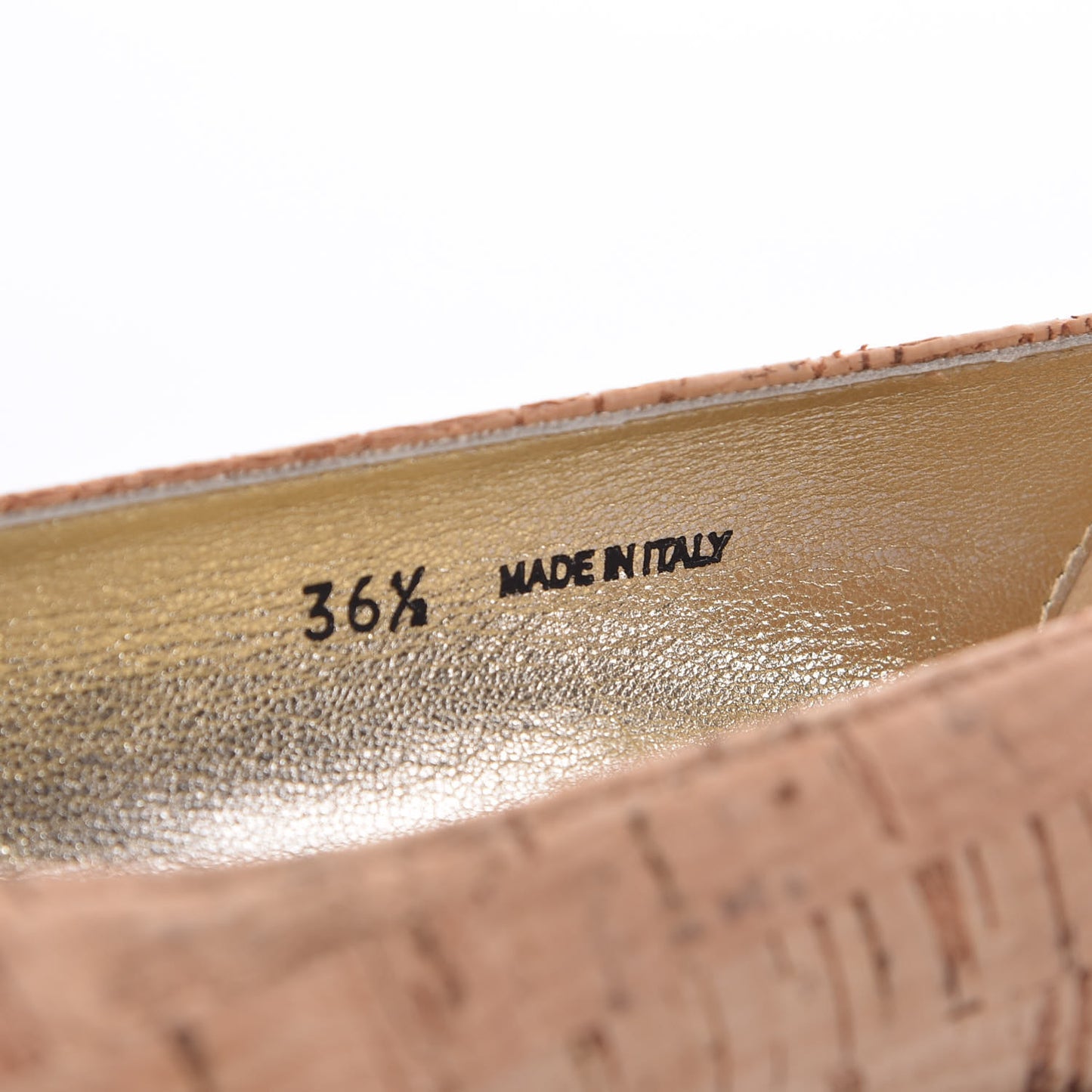 Cork Embossed Cap Toe Whirl Ballet Flats 36.5 Natural Black