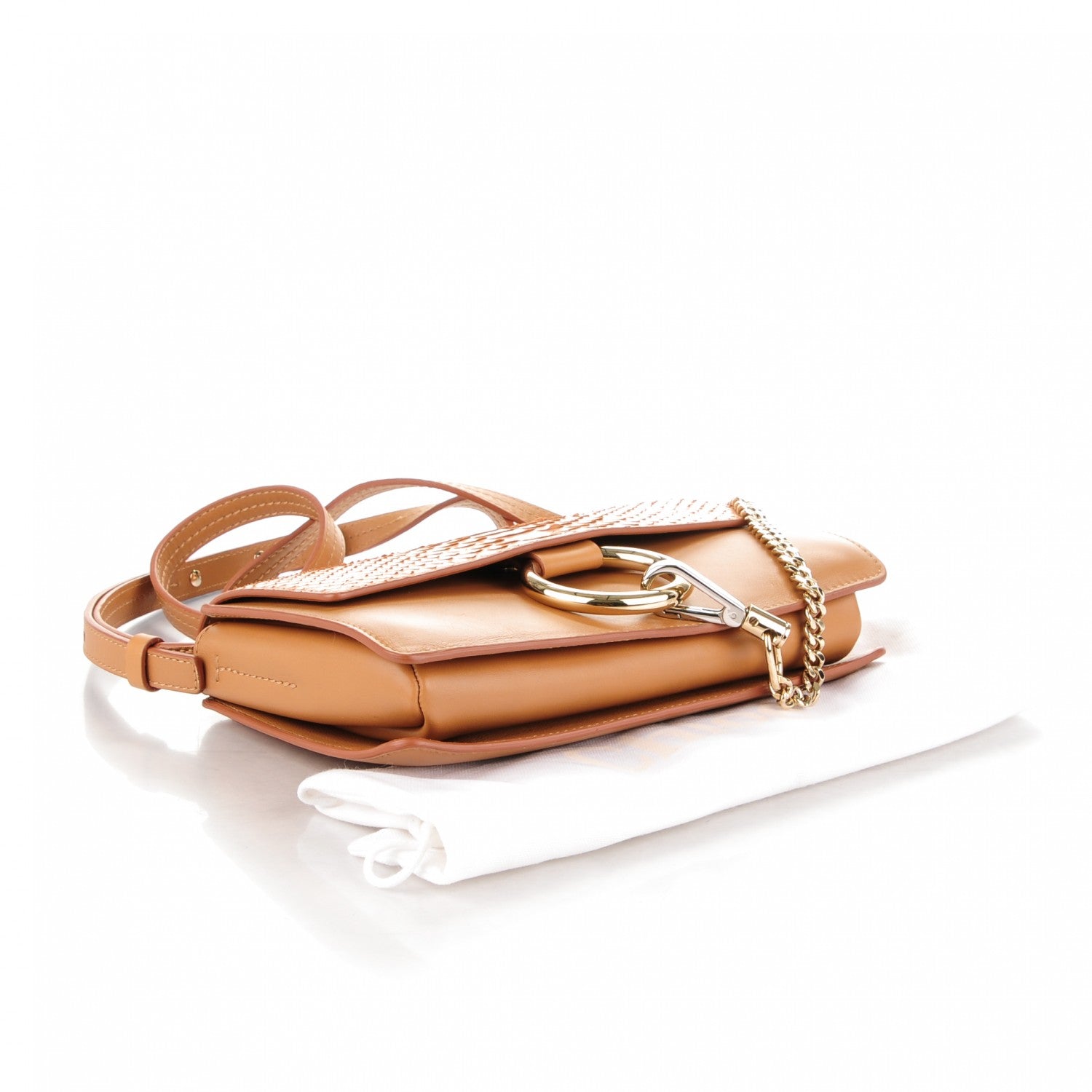 Chloe Python Calfskin Small Faye Shoulder Bag Milky Coffee 4 of 7
