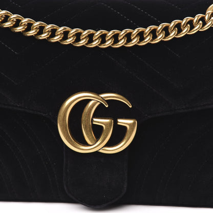 Gucci Velvet Matelasse Small GG Marmont Shoulder Bag Black 12 of 12