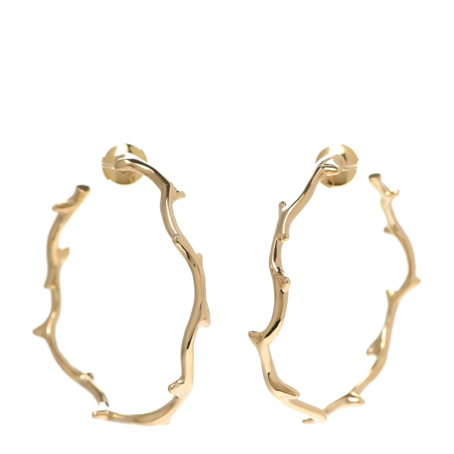 18K Yellow Gold Large Bois de Rose Hoop Earrings