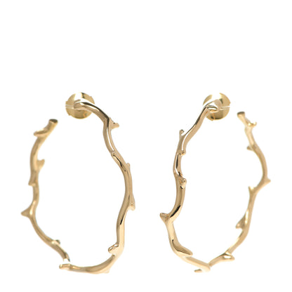 Christian Dior 18K Yellow Gold Large Bois de Rose Hoop Earrings 1 of 5