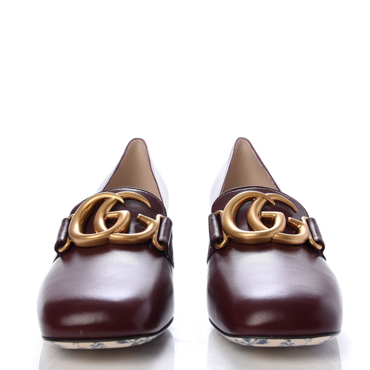 Gucci Malaga Kid GG Victoire 55mm Loafer Pumps 37.5 Vintage Bordeaux 2 of 10