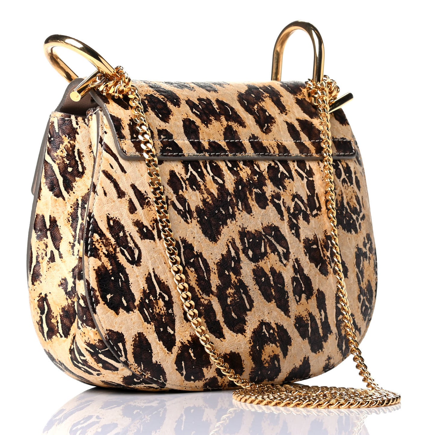 Calfskin Leopard Print Mini Drew Shoulder Bag