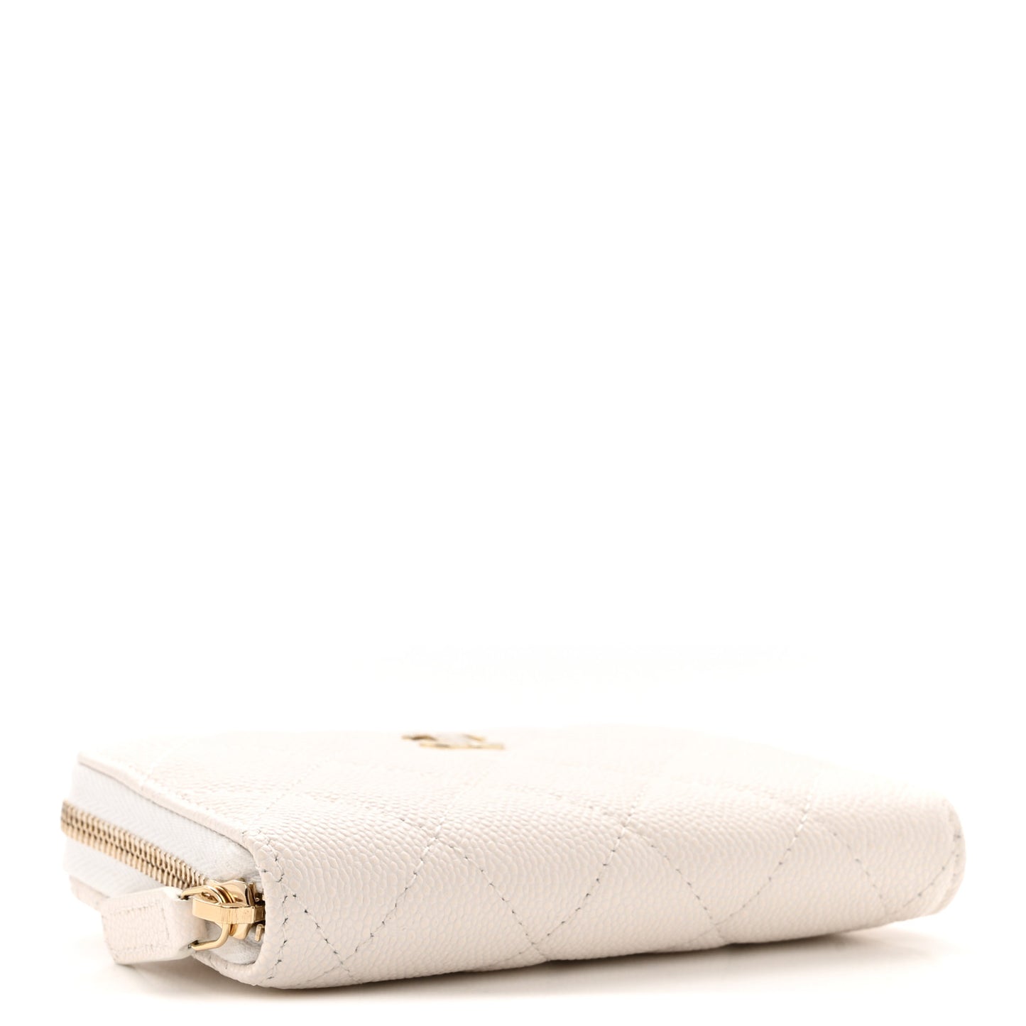 Caviar Quilted Zip Coin Purse White