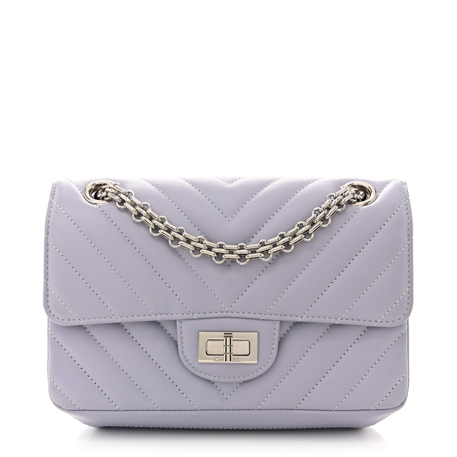 Chanel Aged Calfskin Chevron Quilted 2.55 Reissue Mini Flap Light Purple 1 of 10