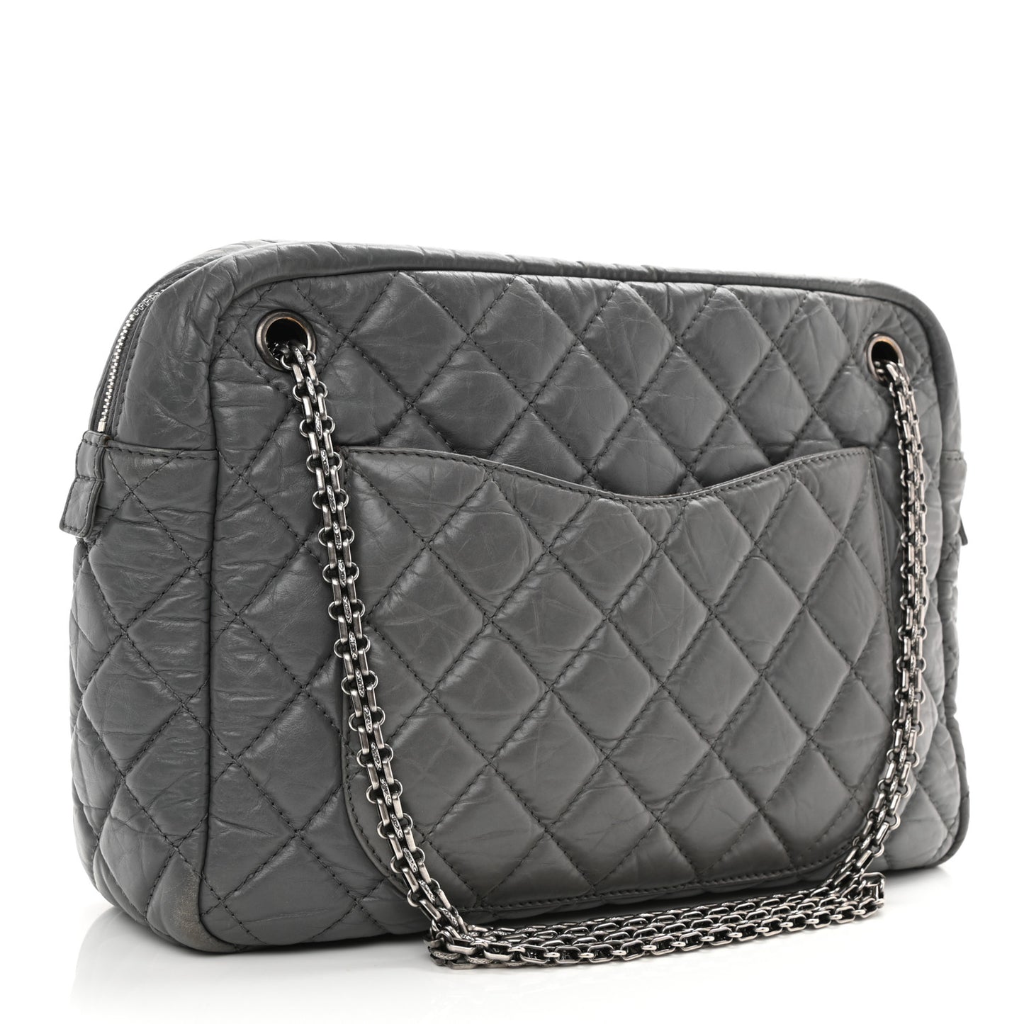 Aged Calfskin Quilted Large Reissue Camera Case Grey
