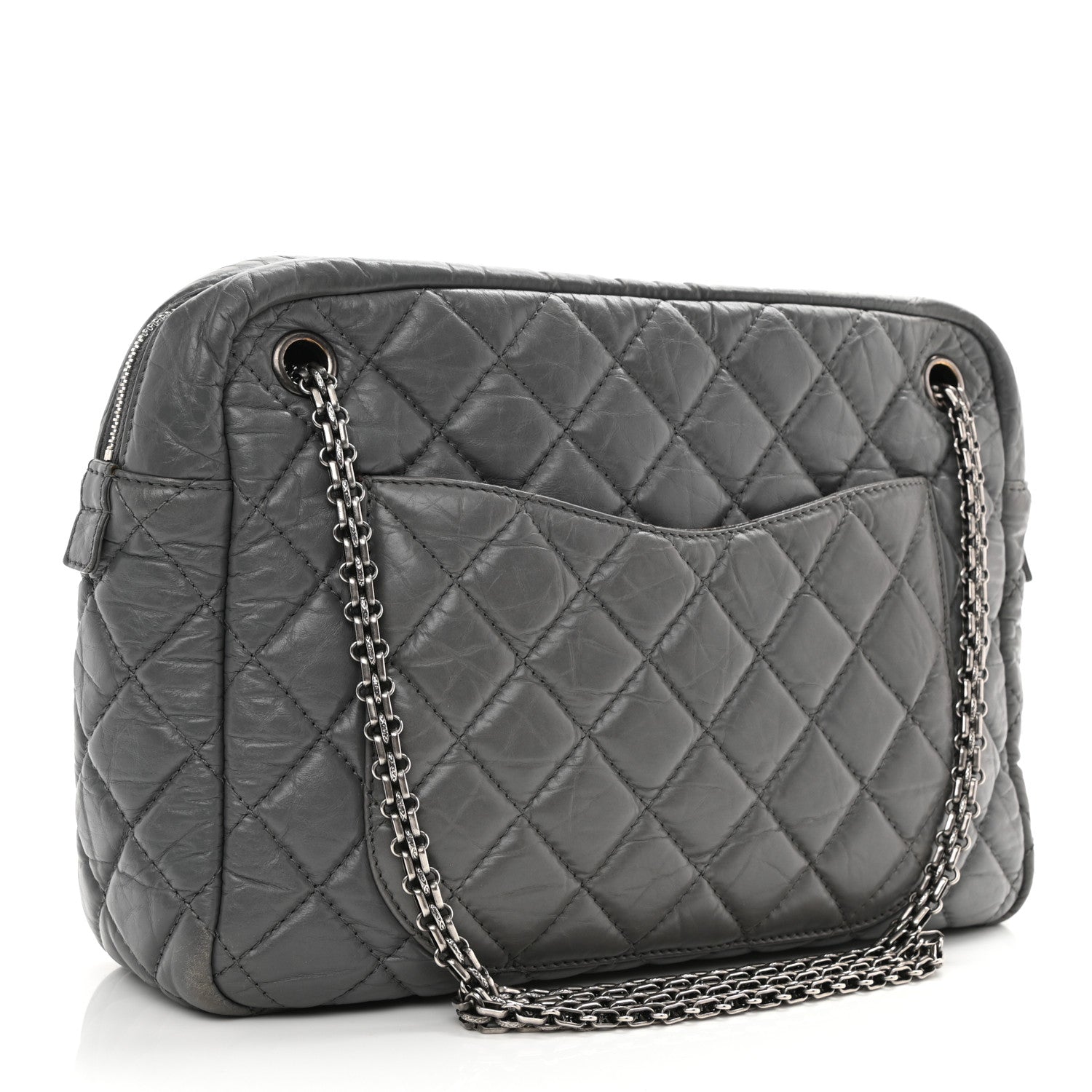 Chanel Aged Calfskin Quilted Large Reissue Camera Case Grey 3 of 8