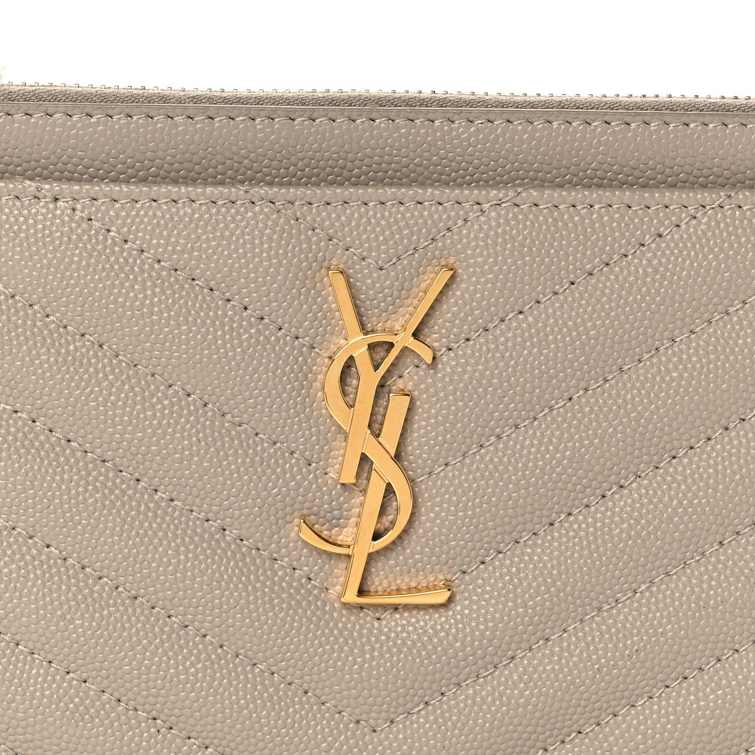 Saint Laurent Grain De Poudre Chevron Monogram Bill Pouch Sea Salt 8 of 10
