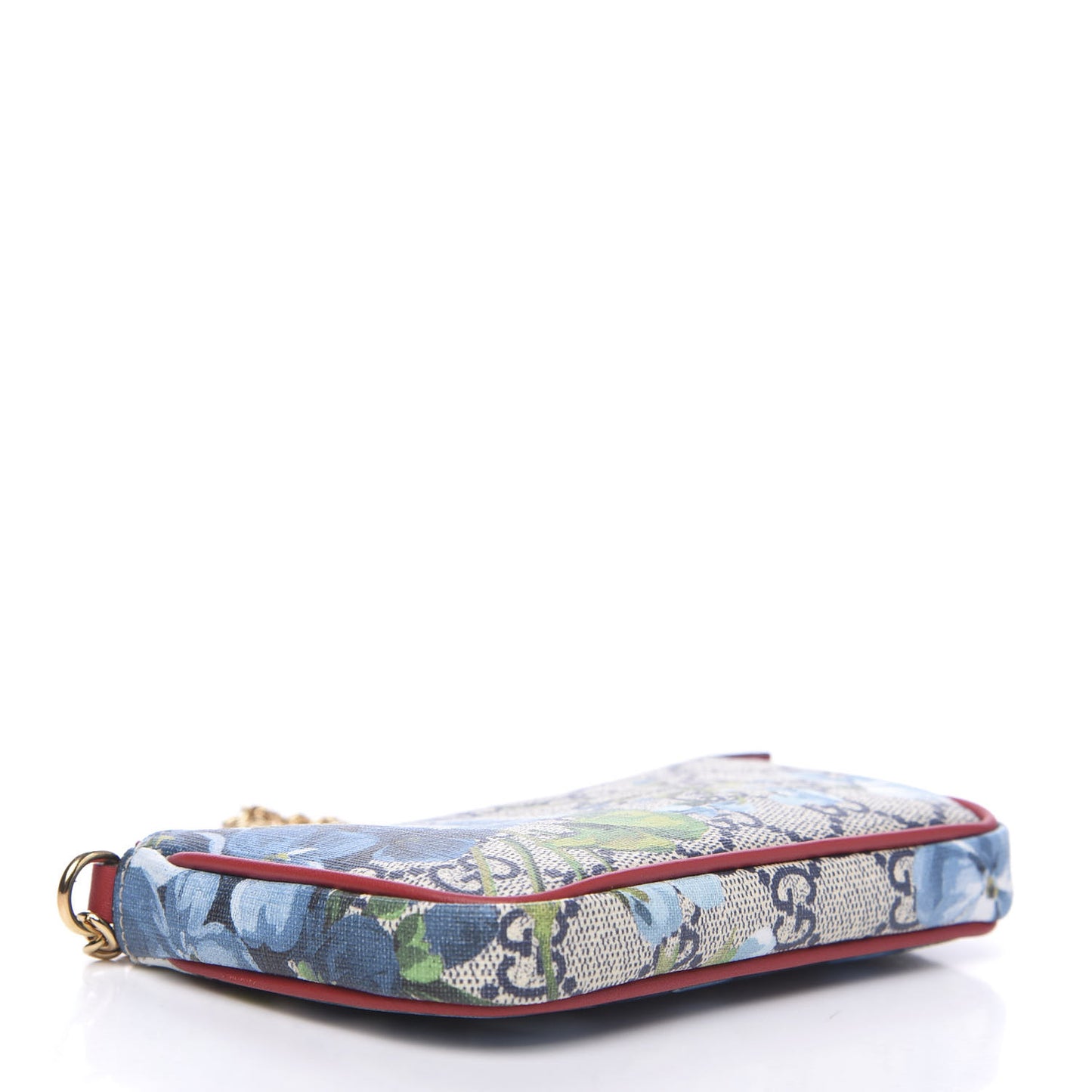 GG Supreme Monogram Blooms Mini Chain Bag Beige Blue Navy Hibiscus Red